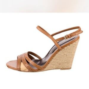 Burberry Tan Wedge Sandals